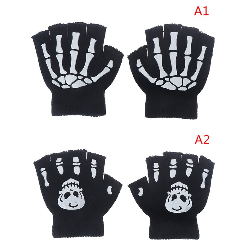 Jungen Kühlen Fluoreszierende Skelett Handschuhe freundlicher Handschuhe Schädel Handschuhe Kühlen Winter Schwarz betroffen Leucht Handschuhe