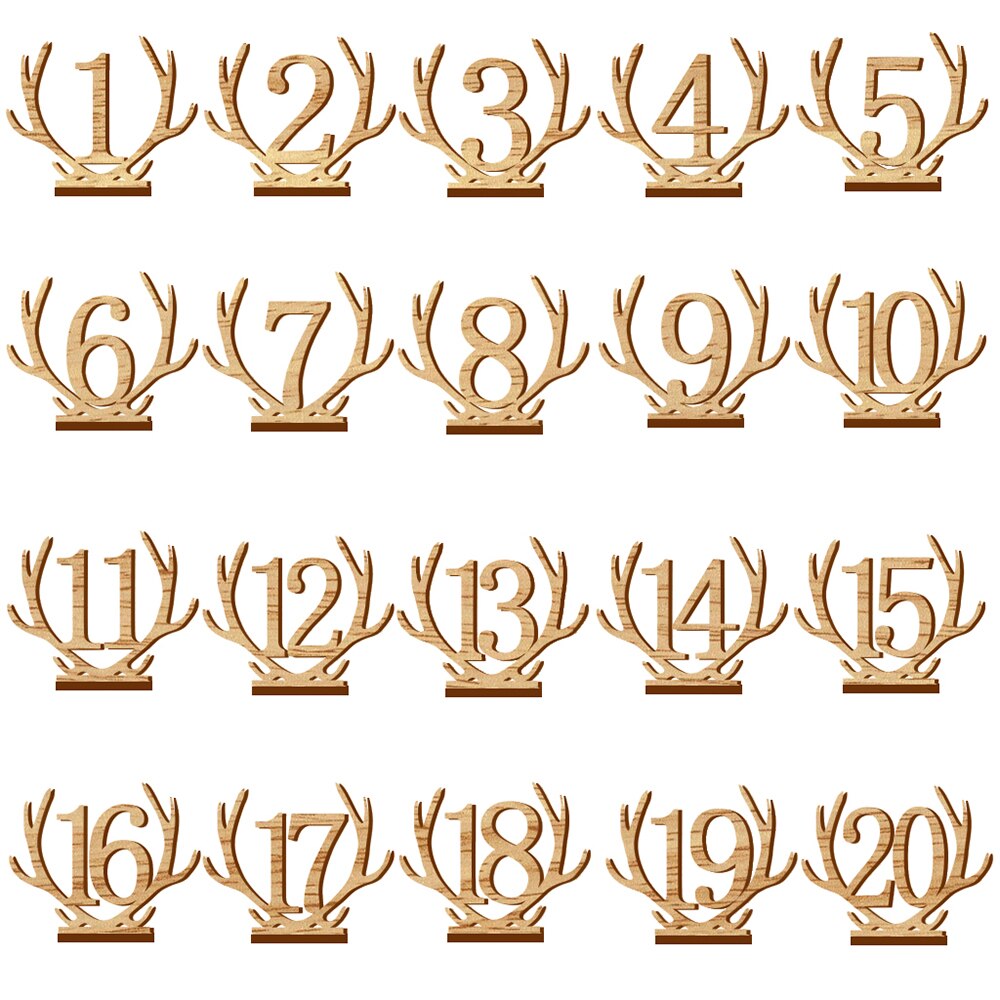 20 stuks 1-20 tafelnummerhouders voor bruiloften houten bruiloft tafelnummerhouders met voet restaurant koffietafeldecoraties: 2
