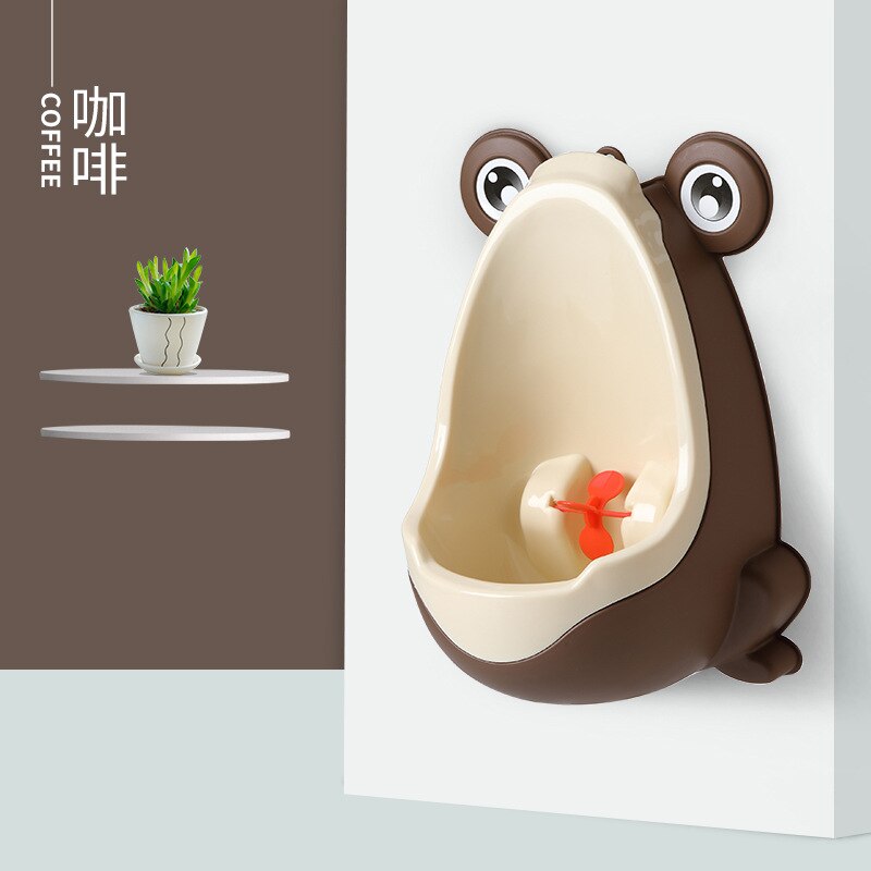 Børns urinal til drenge frø stativ toilet træning urinal potte til dreng vægmonteret potte urinal tisse baby toilet badeværelse: Brun