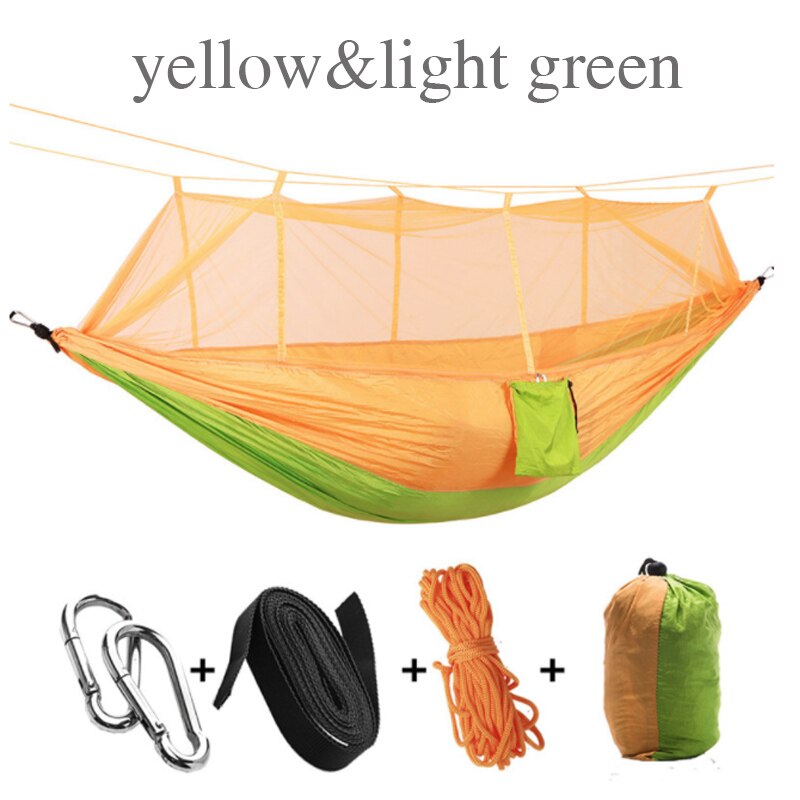 1-2 Person Outdoor Mosquito Net Parachute Hammock Camping Hanging Sleeping Bed Swing Portable Double Chair Army Green: F