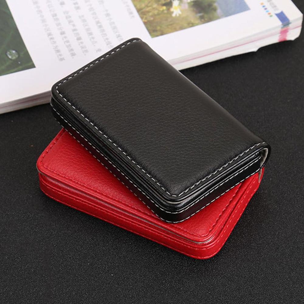 Portable Mini Magnetic Card Holder Bag Business Card Package PU Card Case For ID Cards Credit Cards