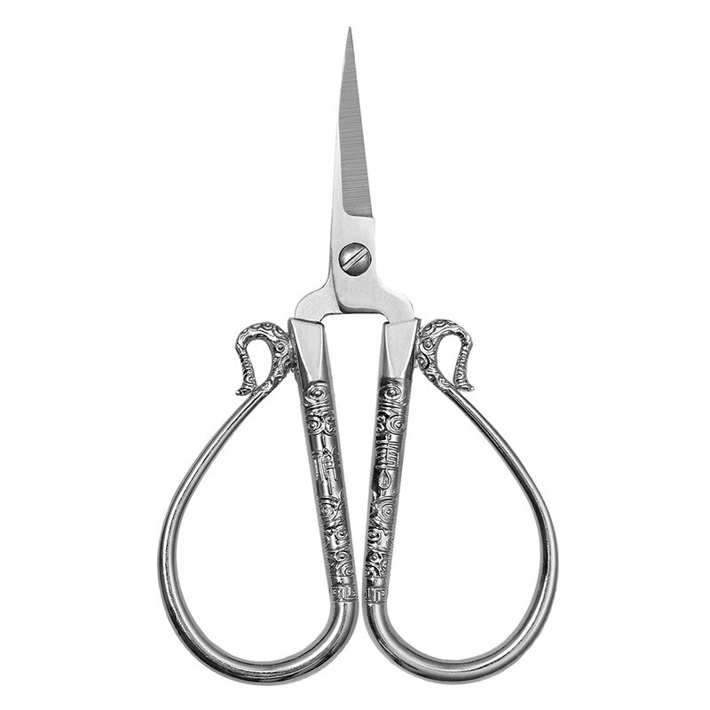 Tijeras de corte de nube de 12CM, tijeras de corte de papel, bordadas, clásicas, clásicas, europeas, Vintage, para costura a medida: silver