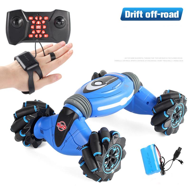 LBLA Gesture Induction Remote Control Stunt RC Car 4wd Twisting Off-Road Vehicle Light Music Drift Dancing Driving Toy for Kids: Blue