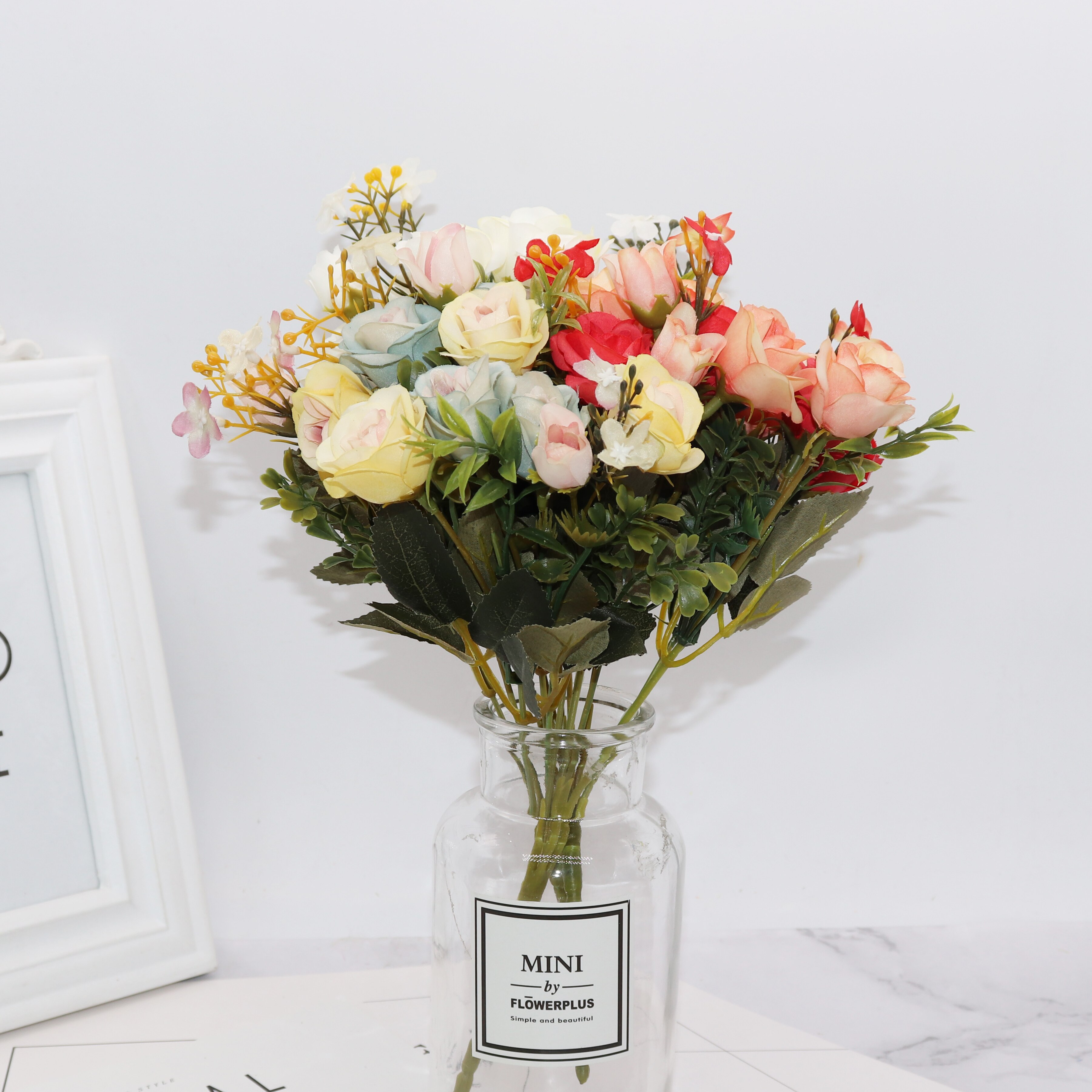13 huvuden siden rosor brudbukett bröllop juldekoration för hem vas prydnadsväxter blomkruka konstgjorda blommor scrapbooking