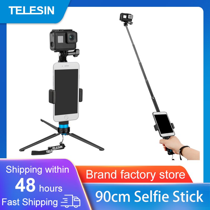 Telesin Aluminium Selfie Stok Met Statief Voor Gopro Hero 7 6 5 Black Gopro Sessie Yi Dji Osmo Action camera Accessoires