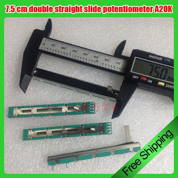 7.5 cm double straight slide potentiometer A203 A20K 10PCS
