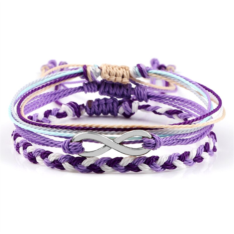 impostato di braccialetti intrecciati regolabili corda viola filo corda albero della vita simbolo OM braccialetto di amicizia per donna uomo gioielli fatti a mano: impostato 12