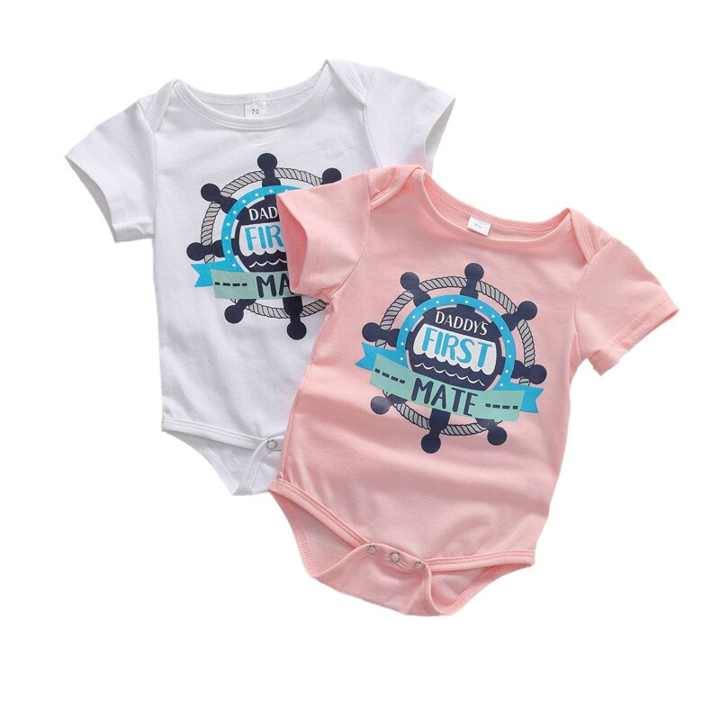 Focusnorm 0-12M Newborn Infant Baby Girls Boys Bodysuits Print Cartoon LetterShort Sleeve Cotton Jumpsuits Boy Girl Clothing