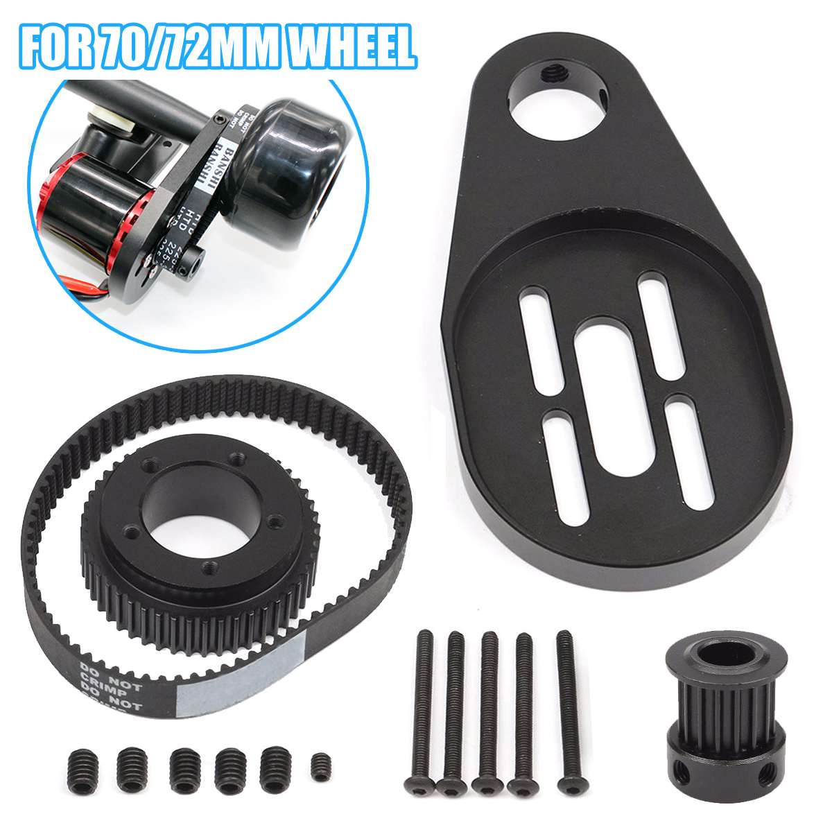 Kit de piezas DIY de polea y montaje de Motor para patinete eléctrico de ruedas de 72mm/70mm, Kit DIY para el hogar