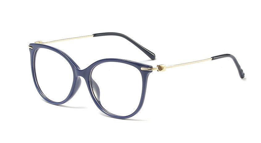 45772 Cat Eye Retro Glasses Frames Men Women Optical Computer Glasses: C4 blue clear