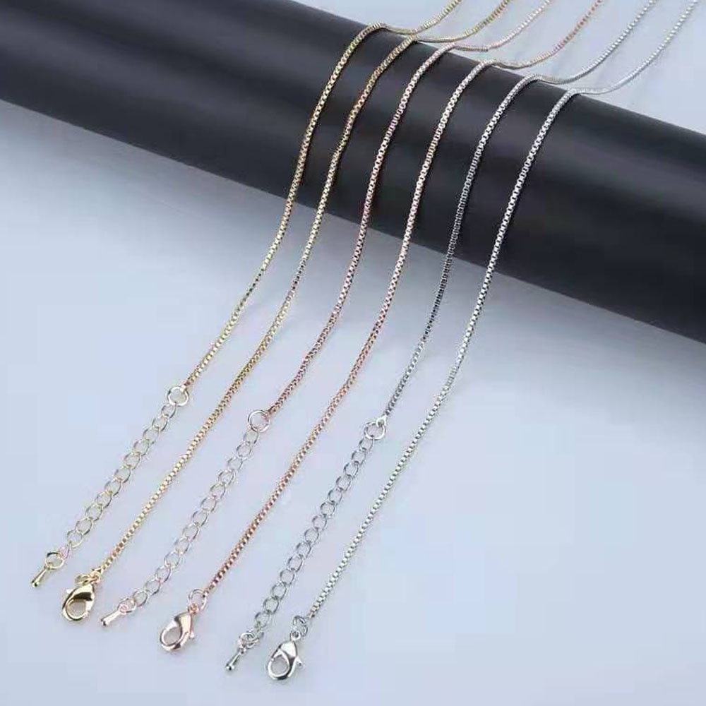 1.2/1.5 Mm Roestvrij Staal Zilveren Box Ketting 47 Cm + 4 Cm Breiden Ketting Past Mannen Vrouwen 'S Sieraden