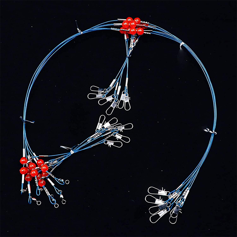 Leader Rig Blue Stainless Steel Fishing Rigs with Snap,High-Strength Fishing Leaders Saltwater-Perch Rigs for Fishing