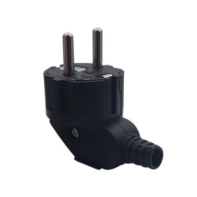 Black white 90 degree elbow connector 250v 10a 16a french Russia Korea Germany Thailand power cord wired cable plug: Black