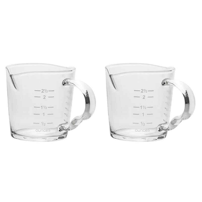 2 Pack Espresso Meten Glas, 3-Ounce Dubbele Tuiten Shot Glas Met Gieten Handvat, hittebestendige Meten Werper: Default Title