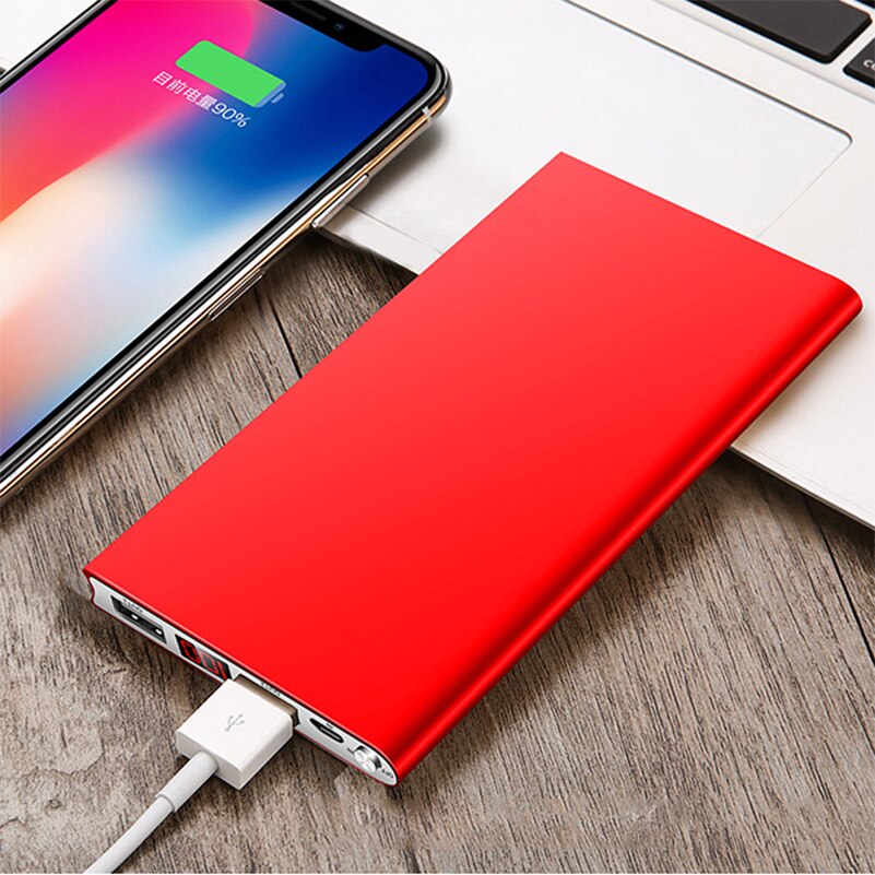 Powerbank 20000 mah, zwei usb-ausgänge, ultradünn, externer akku mit digitalanzeige, tragbares ladegerät