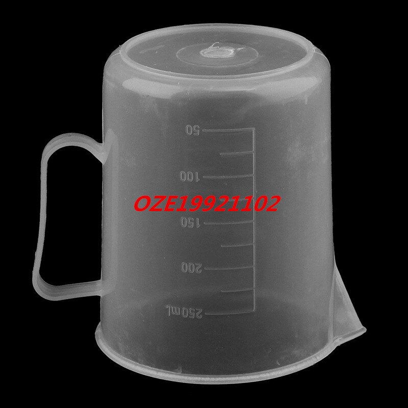 1PCS Lab Kitchen Plastic Liquid Graduated Measuring Cup Container Clear White 250ml
