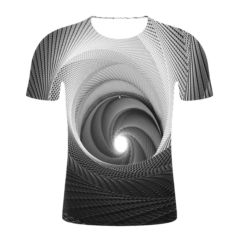 Funny T-shirts Casual Short Sleeve Three-dimensional Vortex Men T-shirt 3d Printed Summer O-neck Daily Casual: S