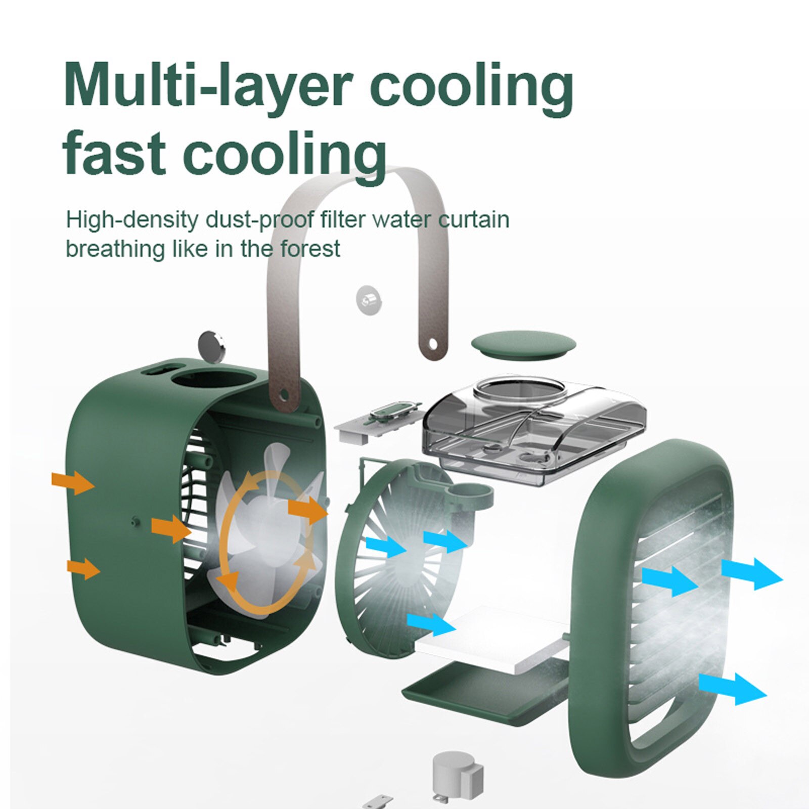 Portable USB Desktop Water-Cooled Moisturize Fan 3 Speed With Atmosphere lLight Left Right 120° Electric Rotation Shaking Head