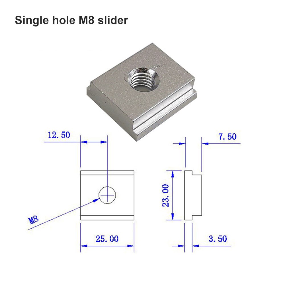 Varilla roscada de tuerca M8 de M6, deslizador en T de aleación de aluminio, bricolaje, accesorios de herramientas para carpintería, accesorios prácticos para el hogar: M8 slider