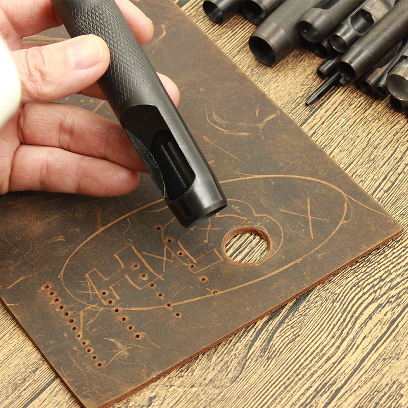 20 größe Stahl Hohl See Stanzen Leder Dichtung Hohl schlagen einstellen Dichtung Gürtel See Hand See Stanzen Zubehör Handwerk Werkzeug