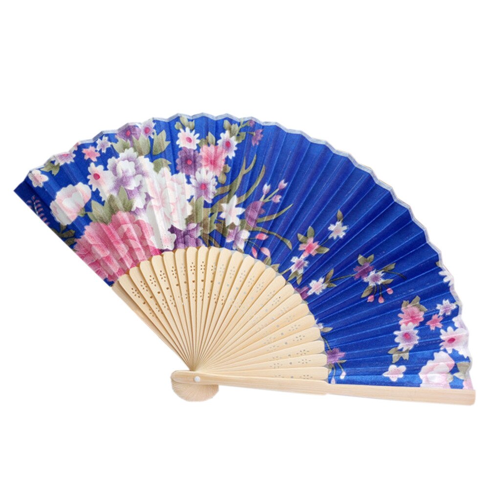 Sommer fan vintage bambus sammenleggbar håndholdt blomstervifte kinesisk dansefest lomme bryllup fargerik wachlarz reczny yl: C
