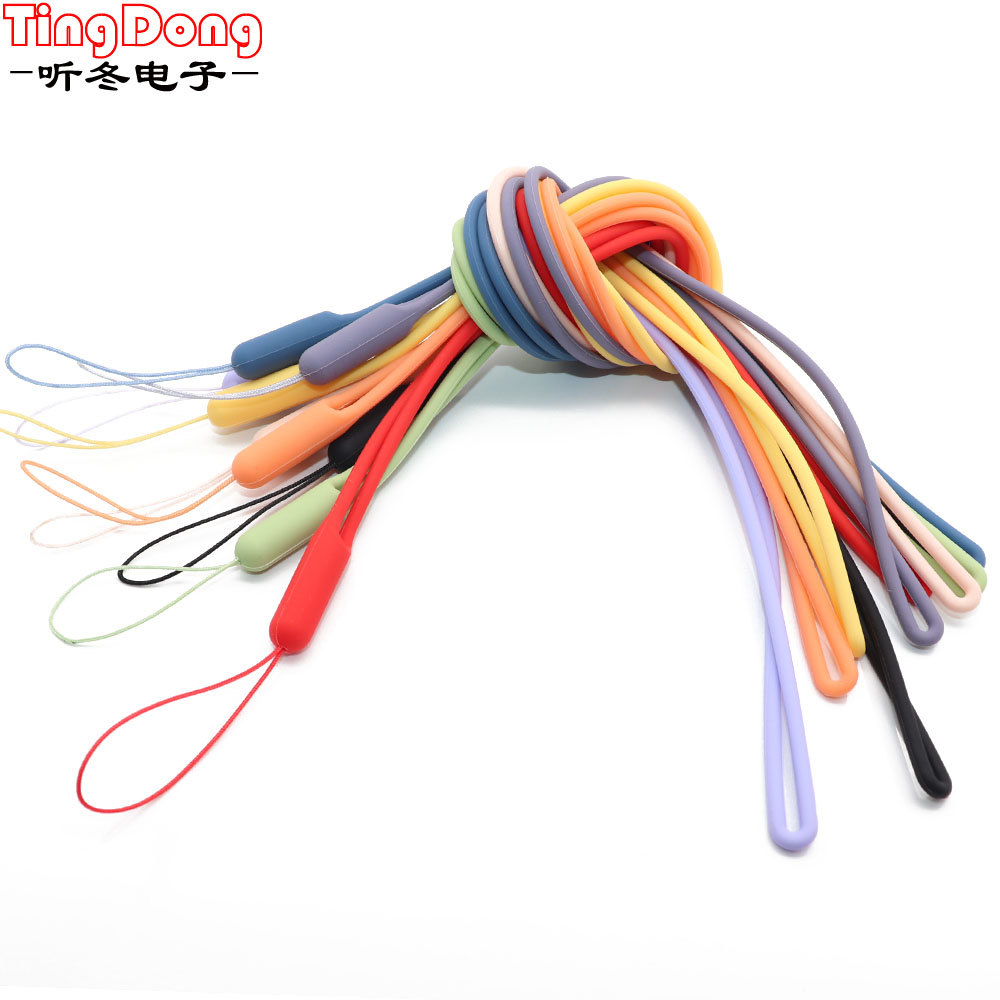 Tingdong 1Pcs Mobiele Telefoon Siliconen Hanger Anti-Val Universele Mobiele Telefoon Touw Hand Strap Lange Lanyard Riem