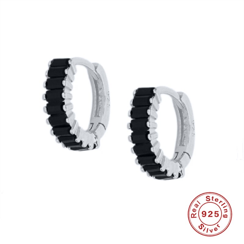 Canner 2ps 8mm 925 brincos de prata esterlina arco-íris cz orelha osso piercing fivela hoop brinco para mulheres amantes menina jóias finas: 8