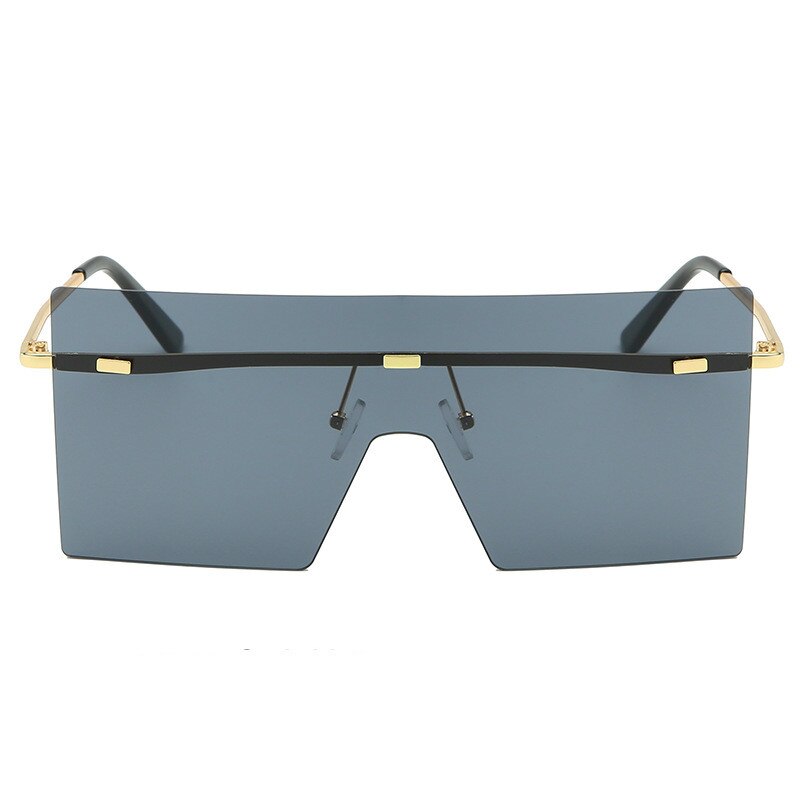 Gafas de sol planas para mujer, lentes de sol unisex con degradado cuadrado de gran tamaño, estilo Vintage Retro, Anti-UV: Black ash