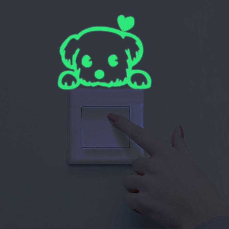 Cartoon Green Fluorescent Toilet Switch Sticker Night Light Wall Sticker Home Decoration Children's Room Sticker: 02