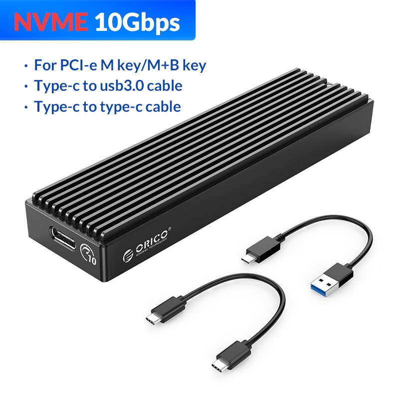 ORICO-carcasa M.2 NVME, carcasa M2 SATA NGFF, Gen2 10gbps PCIe SSD, caja de SSD 5gbps, herramienta gratis para SSD 2230/2242/2260/2280 m2: NVME - 10Gbps