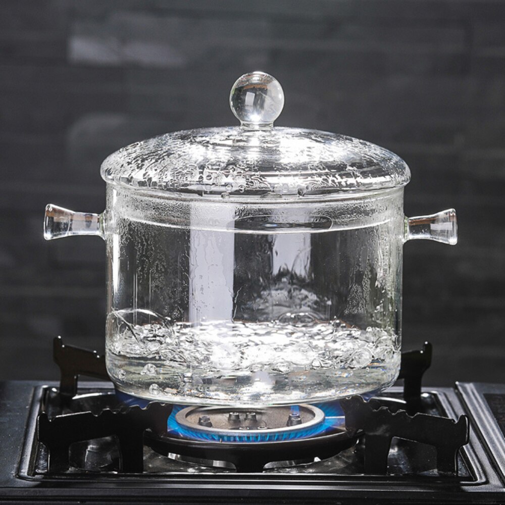 1pc Glass Cooking Pot Multi-function Useful Durable Open Fire Heating Pot Instant Noodle Pot Health Stew Pot for Kitchen