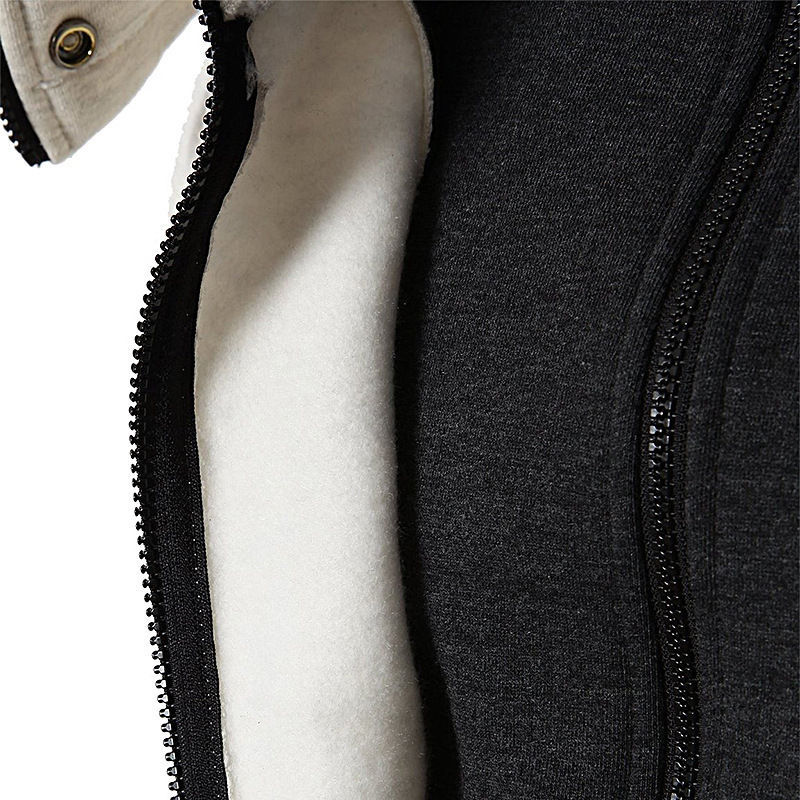 Dragkedja herr sportjackor höst vinter ledig fleecejacka bomberjacka halsduk krage luva manliga ytterkläder slim fit huvtröja