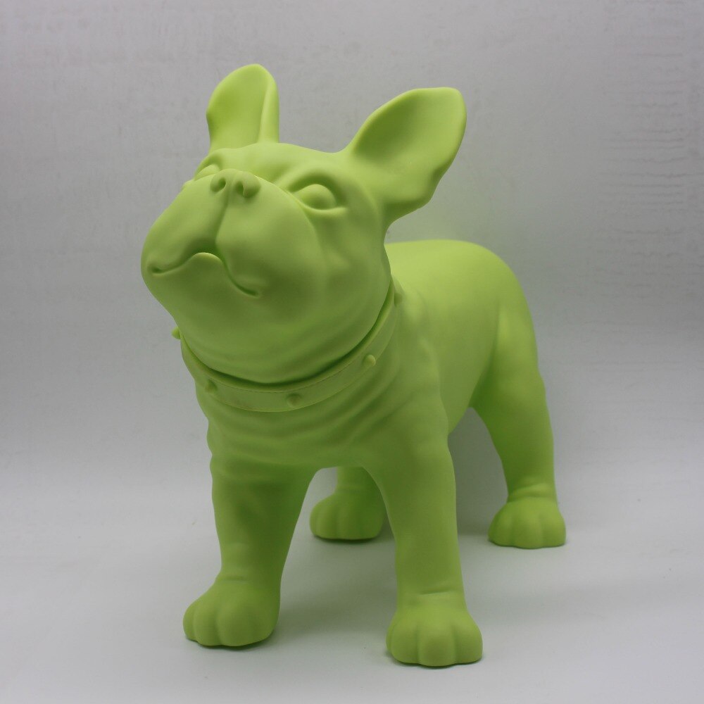 Maniquí de perro Bulldog francés de plástico verde, venta para tienda de mascotas, exhibición