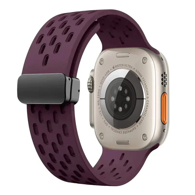 Bracelet magnétique pour Apple watch ultra 2, 49mm 44mm 45mm 40mm 41mm 42 38 45mm, Bracelet en Silicone iWatch série 9 7 8 se 6 5 3