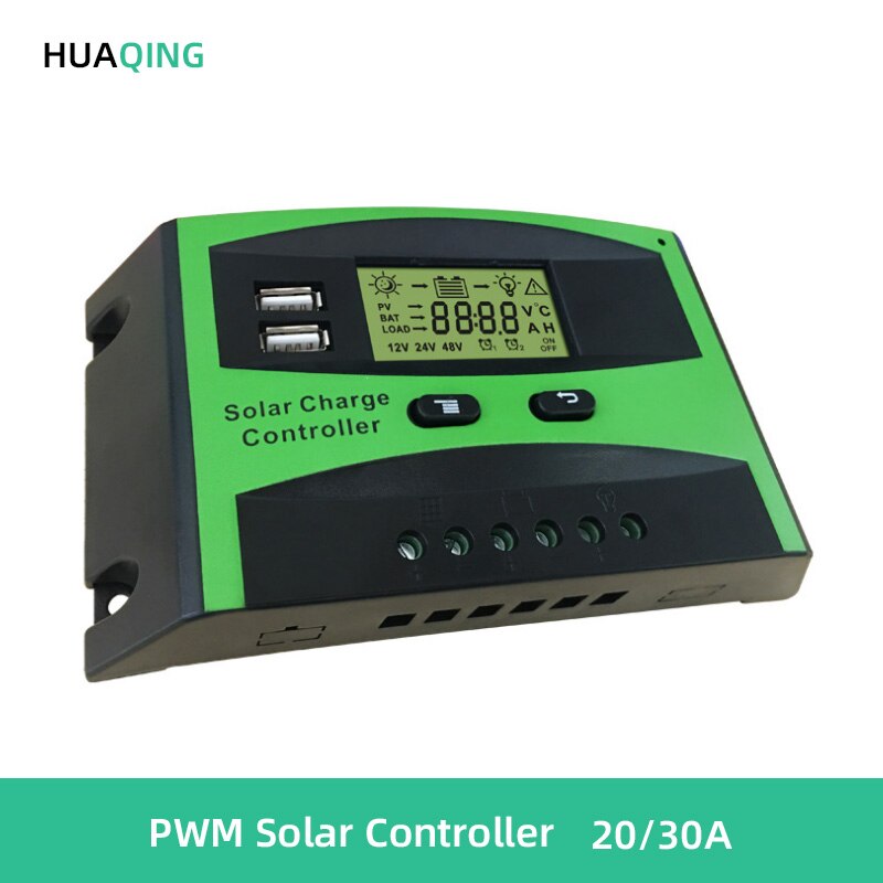 Pwm Solar Controller 20A 30A 12V 24V Acculader Dual Usb Solar Regulator