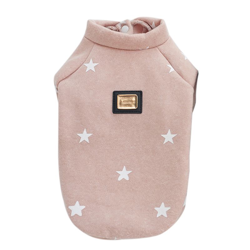 Pet Otoño e Invierno ropa suministros perros calientes sudaderas pentagrama cinco estrellas patrón cachorro mascota invierno Hoddies para Gatos: Rosa / XL
