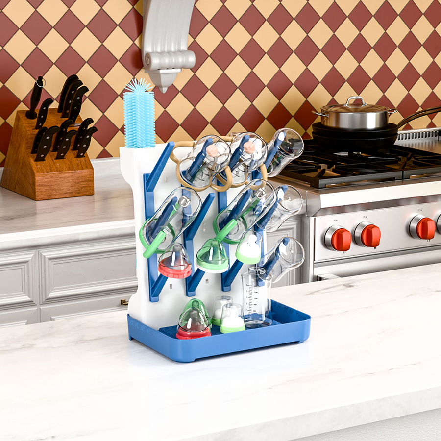 Abtropfgestell für Babyflaschen, Trocken- und Abtropfständer für Babyflaschen, platzsparender Organizer für Babyflaschen, Schnuller, Milchpumpenteile