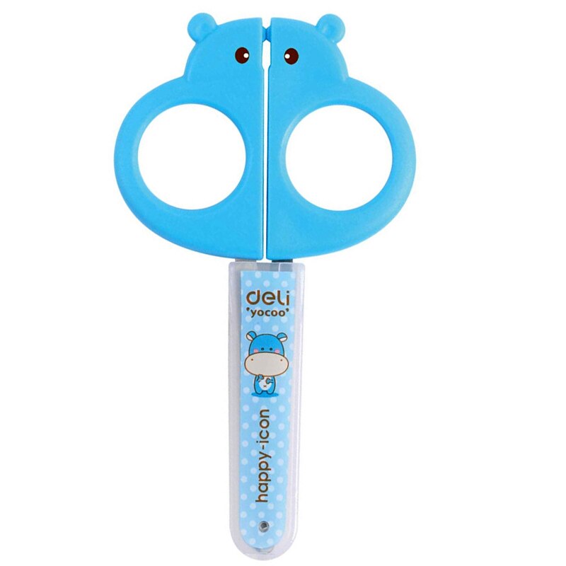 Studerende saks kunst saks sikkerhed manuel diy værktøj tegneserie puslespil skære papir-cut sakse skolebørn forsyninger: 6032- blå