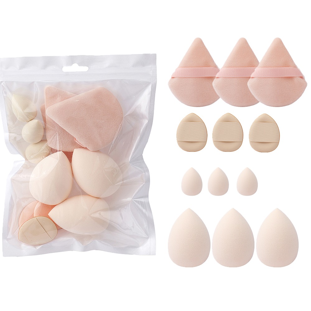 12 Stuks Zachte Universele Make-Up Spons Set 4 Soorten Beauty Tools Cosmetische Bladerdeeg Droog Nat Dual Use Foundation Sponzen poederdons: zwart