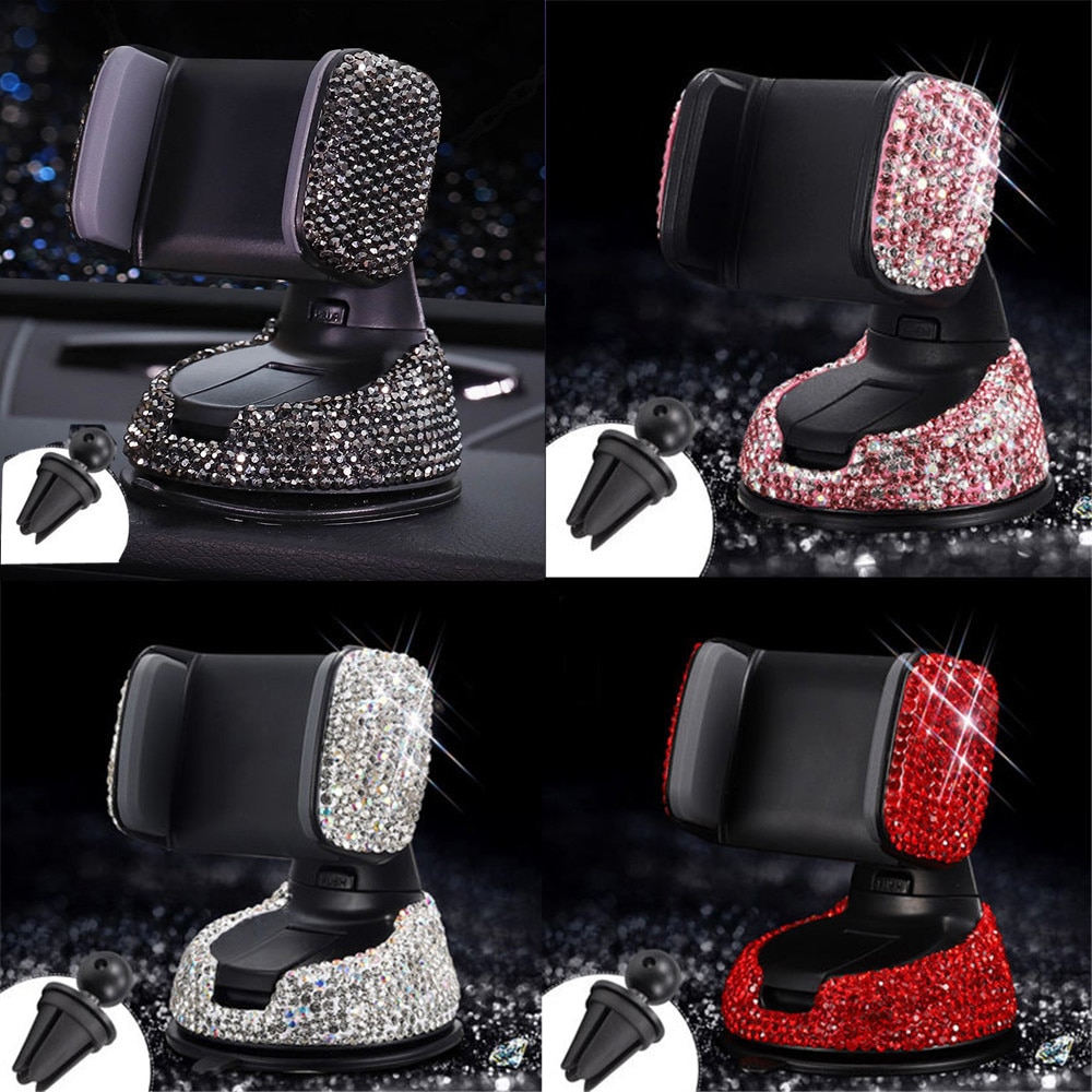 3 in 1 360 graden strass auto telefoonhouder voor auto dashboard auto ramen en ventilatierooster met doe-het-zelf kristal diamant type houder