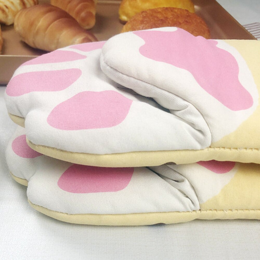 1pc Cartoon Cat Paw Oven Mitts Baking Insulation Microwave Anti-scalding Cotton Gloves Baking Accessories