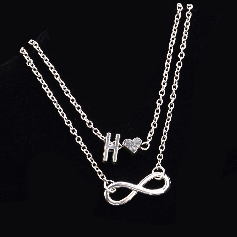 Heart Infinity Female Anklets Silver Color 26 Initial Letter Beach Foot Ankle Chain Bracelets for Women Jewelry: H