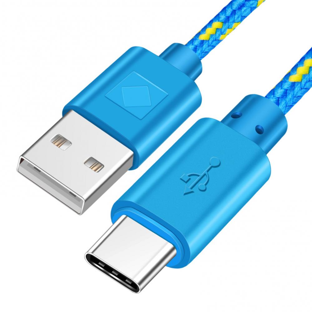 1M 2M 2-In-1 Nylon Usb Naar Type C Kabel Snel Opladen Quick Opladen Mobiele telefoon Opladen Draad Usb C Datakabel Lange Draad
