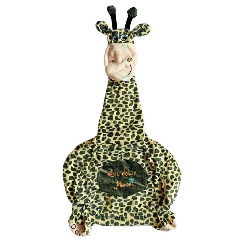 Vaskbart plys sofastolafdækning uden påfyldning bomuld tegneserie girafformet baby sædeovertræk støvtæt dekoration til hjemmetekstiler: Grøn