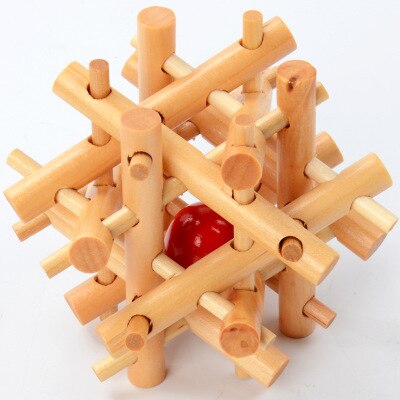 Wooden Toy Unlock Puzzle Key Classical Funny Kong Ming Lock Toys Intellectual Educational For Children Adults Stress Relief Toys: Orange