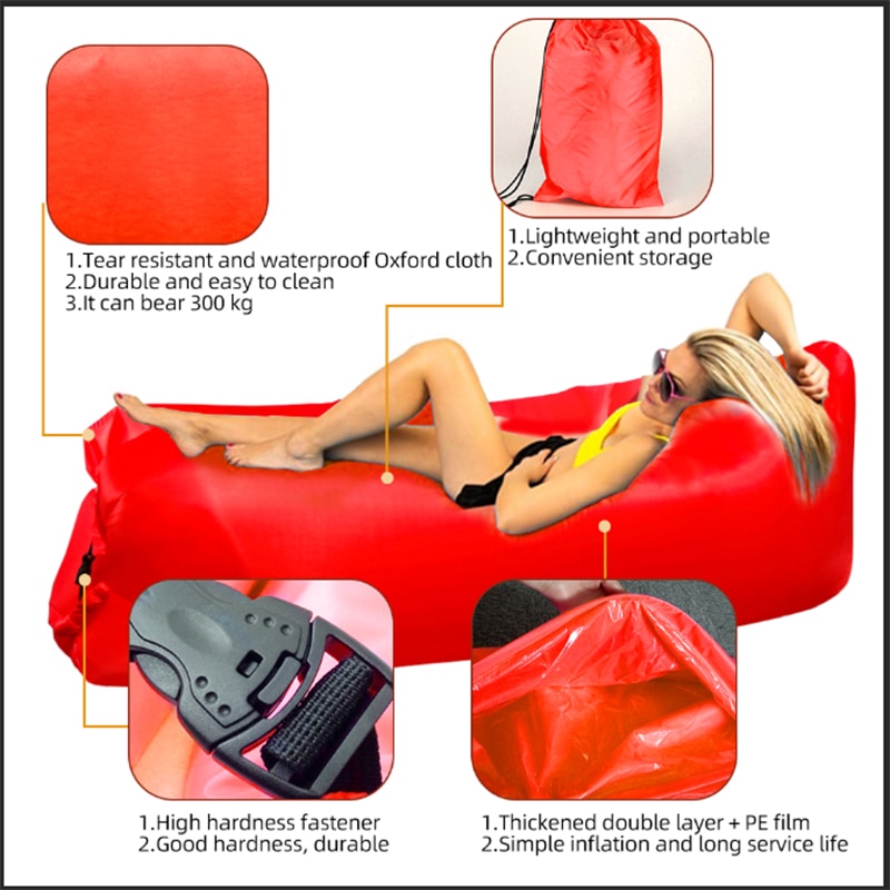 Blow Up Couch Outdoor Portable Air Sofa Hammock Beach Couch Compression Sacks Lazy Inflatable Lounger Sofa