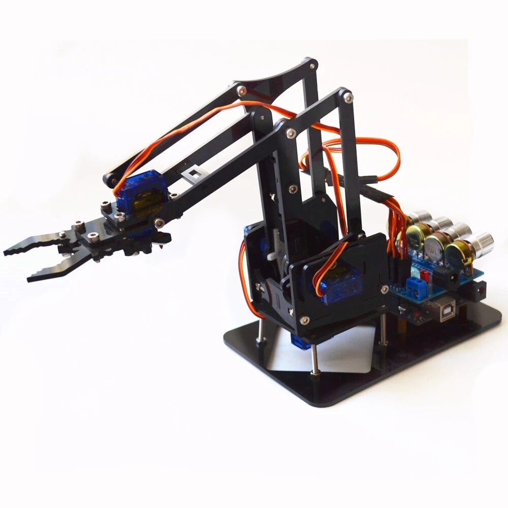 DIY Acrylic Robot Arm Robot Claw for Arduino Kit 4DOF Toys Mechanical Grab Manipulator DIY