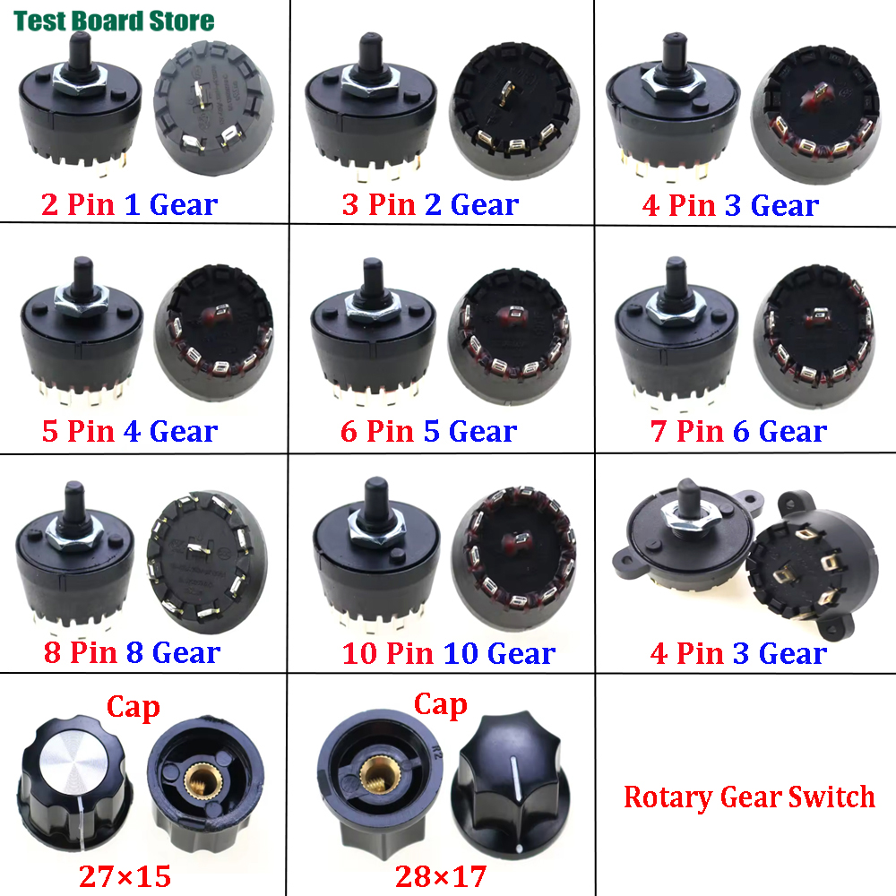 1 piece High Temperature Resistant Rotary Gear Switch 2 3 4 5 6 7 8 10 Pin Band Knob Switch Of Juicer Mixer