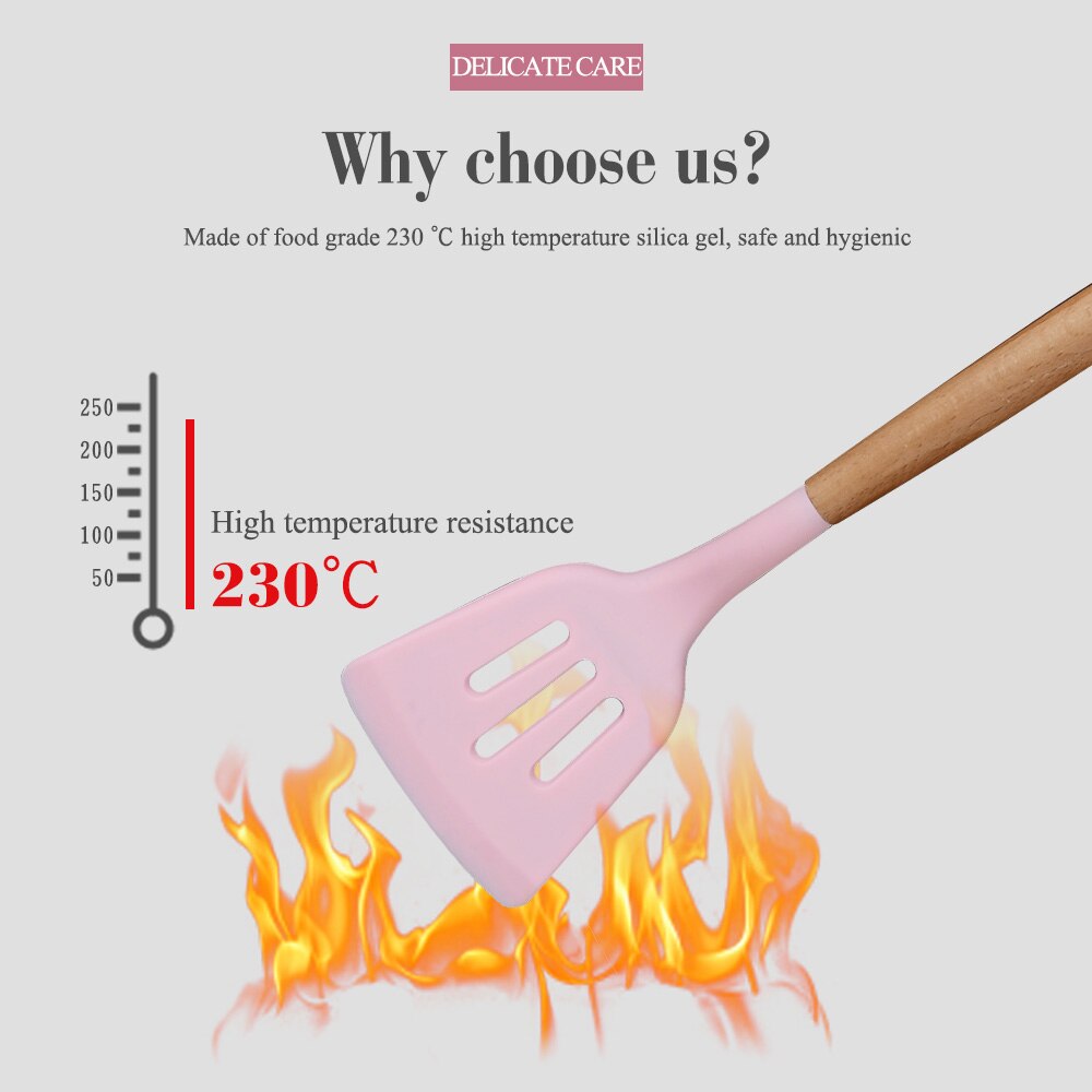 XYj Silicone Cooking Utensil Set Kitchen Utensils 12 Pcs Cooking Utensils Set Non-stick Heat Resistant Silicone Cookware Tools