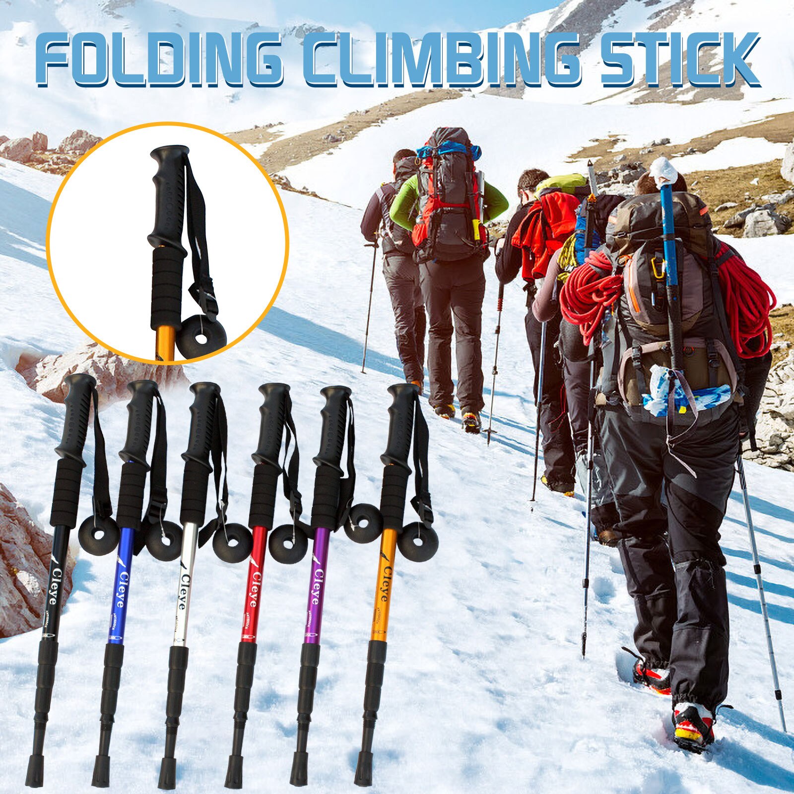Trekking al aire libre escalada caminar palo Shock senderismo Trail polos palo ajustable bastones 4-Las secciones de senderismo, caminata Accesorios